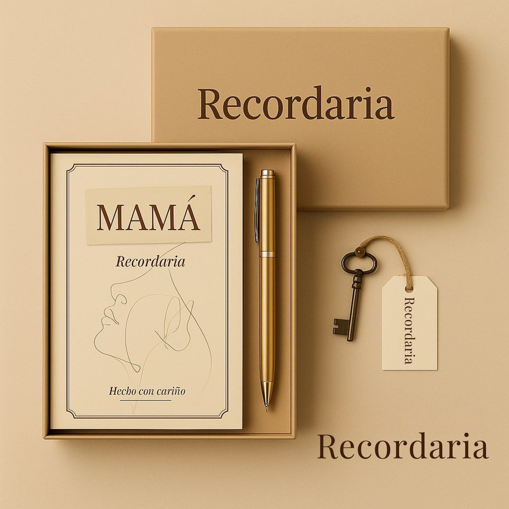Pack Libro Mamá - Bolígrafo metálico · Llave · Caja premium