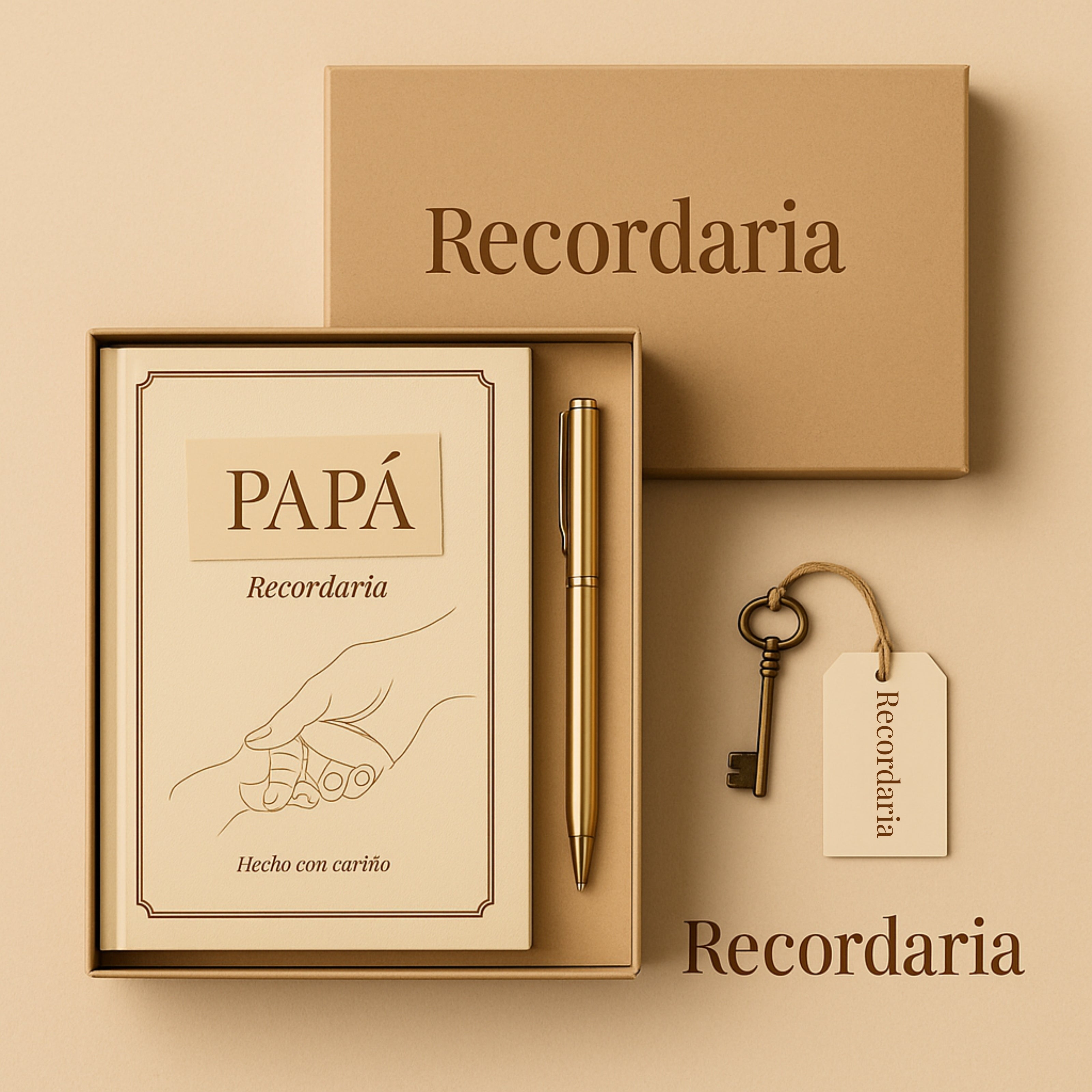 Pack Libro Papá - Bolígrafo metálico · Llave · Caja premium